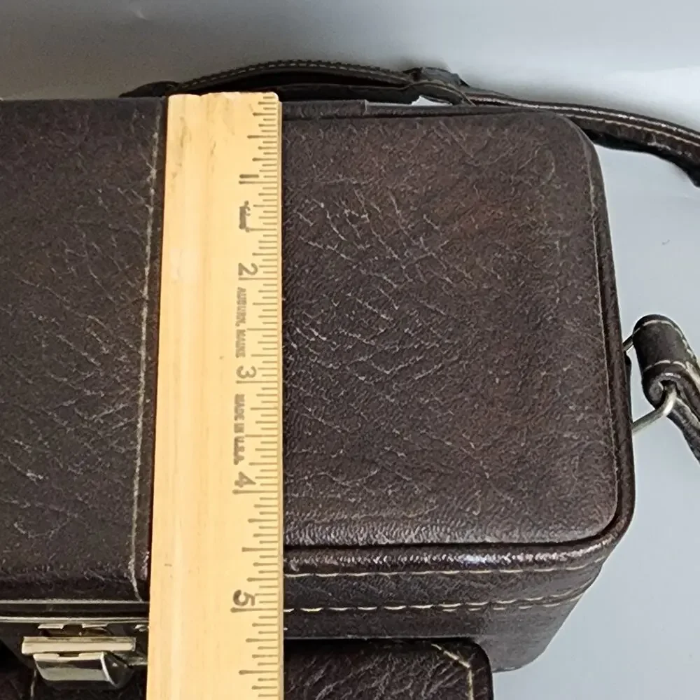 Vintage Brown Faux Leather Camera Case w/Shoulder Strap & Metal Clasps – MCM